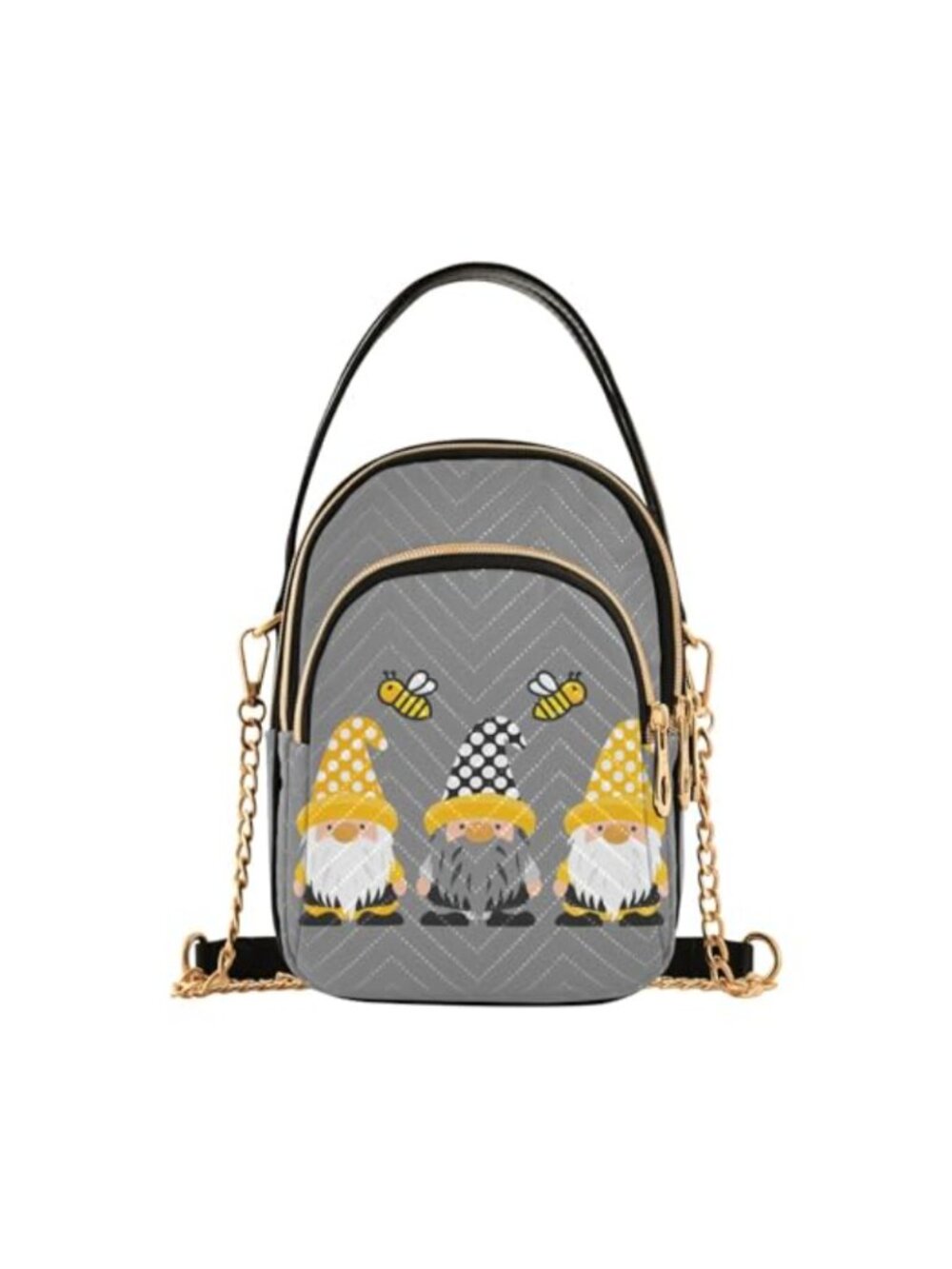 PU Leather Quilted Crossbody Bag Detachable Chain Cell Phone Purse Sling Wallet